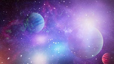 Nebula ve galaksiler uzayda. Bu görüntünün elementleri NASA tarafından desteklenmektedir.