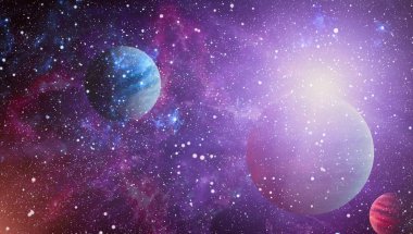 Nebula ve galaksiler uzayda. Bu görüntünün elementleri NASA tarafından desteklenmektedir.