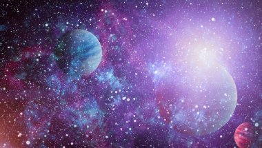 Nebula ve galaksiler uzayda. Bu görüntünün elementleri NASA tarafından desteklenmektedir.