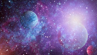 Nebula ve galaksiler uzayda. Bu görüntünün elementleri NASA tarafından desteklenmektedir.