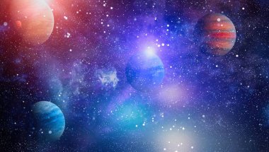 Nebula ve galaksiler uzayda. Bu görüntünün elementleri NASA tarafından desteklenmektedir.