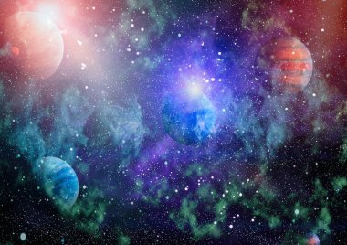 Nebula ve galaksiler uzayda. Bu görüntünün elementleri NASA tarafından desteklenmektedir.