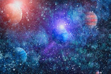 Nebula ve galaksiler uzayda. Bu görüntünün elementleri NASA tarafından desteklenmektedir.