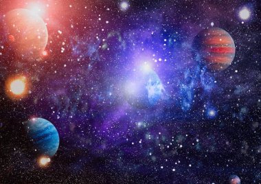 Nebula ve galaksiler uzayda. Bu görüntünün elementleri NASA tarafından desteklenmektedir.