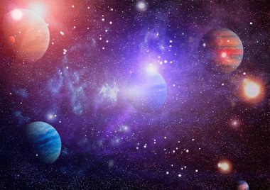 Nebula ve galaksiler uzayda. Bu görüntünün elementleri NASA tarafından desteklenmektedir.