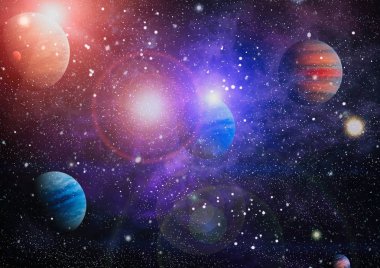 Nebula ve galaksiler uzayda. Bu görüntünün elementleri NASA tarafından desteklenmektedir.