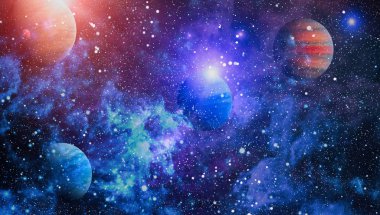 Nebula ve galaksiler uzayda. Bu görüntünün elementleri NASA tarafından desteklenmektedir.
