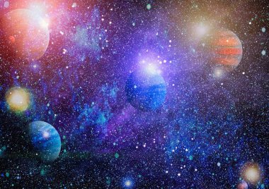 Nebula ve galaksiler uzayda. Bu görüntünün elementleri NASA tarafından desteklenmektedir.