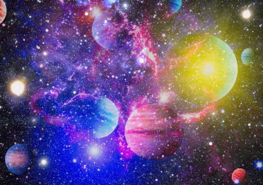 Nebula ve galaksiler uzayda. Bu görüntünün elementleri NASA tarafından desteklenmektedir.