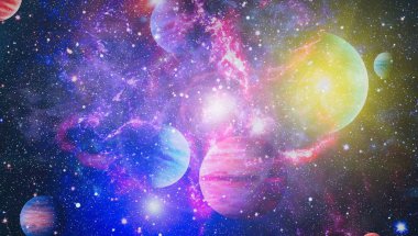 Nebula ve galaksiler uzayda. Bu görüntünün elementleri NASA tarafından desteklenmektedir.