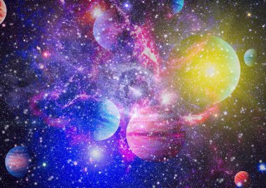 Nebula ve galaksiler uzayda. Bu görüntünün elementleri NASA tarafından desteklenmektedir.