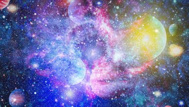 Nebula ve galaksiler uzayda. Bu görüntünün elementleri NASA tarafından desteklenmektedir.