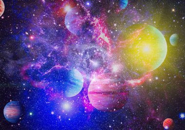 Nebula ve galaksiler uzayda. Bu görüntünün elementleri NASA tarafından desteklenmektedir.