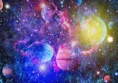 Nebula ve galaksiler uzayda. Bu görüntünün elementleri NASA tarafından desteklenmektedir.