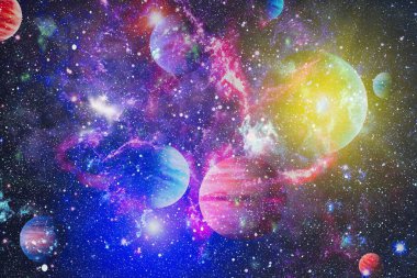 Nebula ve galaksiler uzayda. Bu görüntünün elementleri NASA tarafından desteklenmektedir.