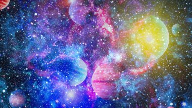 Nebula ve galaksiler uzayda. Bu görüntünün elementleri NASA tarafından desteklenmektedir.