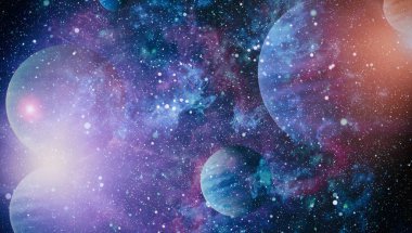 Uzaydaki gezegenler, yıldızlar ve galaksiler uzay keşiflerinin güzelliğini gösteriyor. NASA tarafından döşenmiş elementler