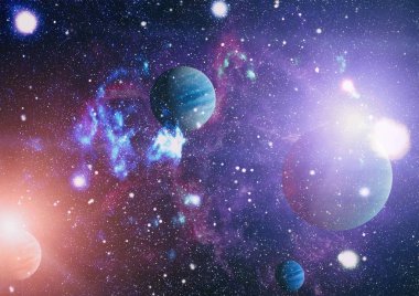 Uzaydaki gezegenler, yıldızlar ve galaksiler uzay keşiflerinin güzelliğini gösteriyor. NASA tarafından döşenmiş elementler