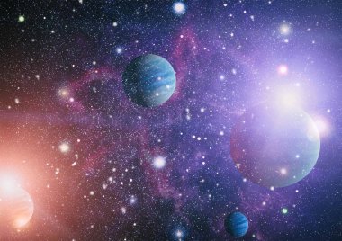 Uzaydaki gezegenler, yıldızlar ve galaksiler uzay keşiflerinin güzelliğini gösteriyor. NASA tarafından döşenmiş elementler