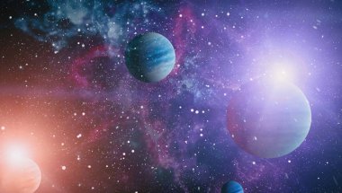 Uzaydaki gezegenler, yıldızlar ve galaksiler uzay keşiflerinin güzelliğini gösteriyor. NASA tarafından döşenmiş elementler