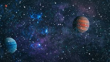 Uzaydaki gezegenler, yıldızlar ve galaksiler uzay keşiflerinin güzelliğini gösteriyor. NASA tarafından döşenmiş elementler