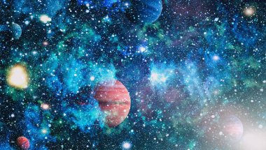 birçok ışık yılı uzakta dünya derin uzayda yıldız alanı. Bu görüntü nasa tarafından döşenmiş unsurları