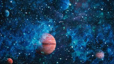 birçok ışık yılı uzakta dünya derin uzayda yıldız alanı. Bu görüntü nasa tarafından döşenmiş unsurları