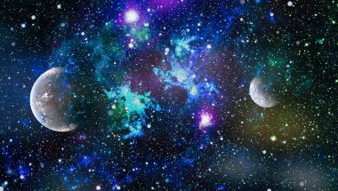 Nebula ve galaksiler uzayda. Bu görüntünün elementleri NASA tarafından desteklenmektedir.