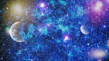 Nebula ve galaksiler uzayda. Bu görüntünün elementleri NASA tarafından desteklenmektedir.