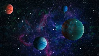 Nebula ve galaksiler uzayda. Bu görüntünün elementleri NASA tarafından desteklenmektedir.