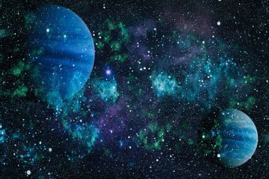 Nebula ve galaksiler uzayda. Bu görüntünün elementleri NASA tarafından desteklenmektedir.