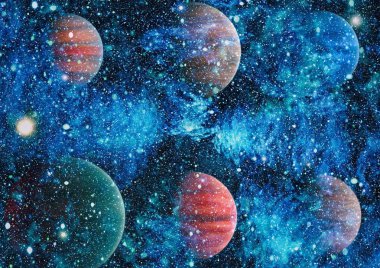 Nebula ve galaksiler uzayda. Bu görüntünün elementleri NASA tarafından desteklenmektedir.