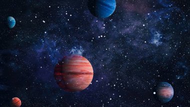 Nebula ve galaksiler uzayda. Bu görüntünün elementleri NASA tarafından desteklenmektedir.