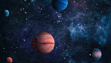 Nebula ve galaksiler uzayda. Bu görüntünün elementleri NASA tarafından desteklenmektedir.