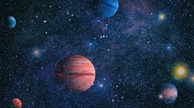 Nebula ve galaksiler uzayda. Bu görüntünün elementleri NASA tarafından desteklenmektedir.