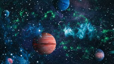 Nebula ve galaksiler uzayda. Bu görüntünün elementleri NASA tarafından desteklenmektedir.