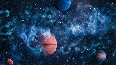 Nebula ve galaksiler uzayda. Bu görüntünün elementleri NASA tarafından desteklenmektedir.