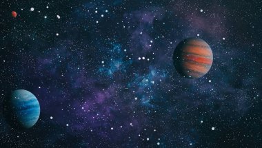 Nebula ve galaksiler uzayda. Bu görüntünün elementleri NASA tarafından desteklenmektedir.