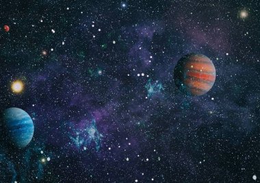 Nebula ve galaksiler uzayda. Bu görüntünün elementleri NASA tarafından desteklenmektedir.