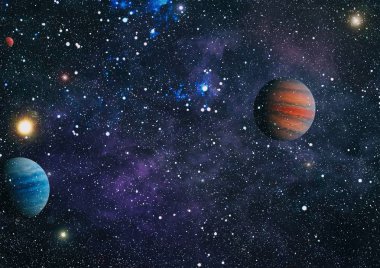 Nebula ve galaksiler uzayda. Bu görüntünün elementleri NASA tarafından desteklenmektedir.
