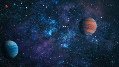 Nebula ve galaksiler uzayda. Bu görüntünün elementleri NASA tarafından desteklenmektedir.