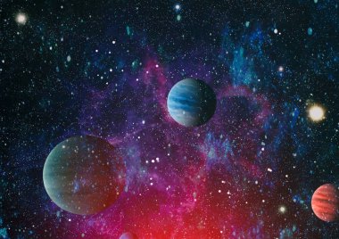 Nebula ve galaksiler uzayda. Bu görüntünün elementleri NASA tarafından desteklenmektedir.