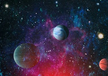 Nebula ve galaksiler uzayda. Bu görüntünün elementleri NASA tarafından desteklenmektedir.