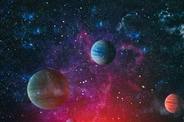 Nebula ve galaksiler uzayda. Bu görüntünün elementleri NASA tarafından desteklenmektedir.