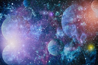 Nebula ve galaksiler uzayda. Bu görüntünün elementleri NASA tarafından desteklenmektedir.