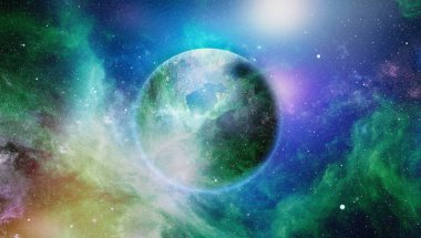 Nebula ve galaksiler uzayda. Bu görüntünün elementleri NASA tarafından desteklenmektedir.