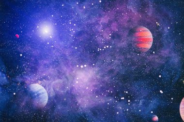 Nebula ve galaksiler uzayda. Bu görüntünün elementleri NASA tarafından desteklenmektedir.