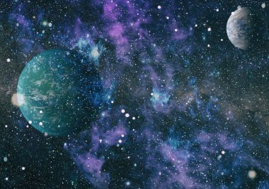 Nebula ve galaksiler uzayda. Bu görüntünün elementleri NASA tarafından desteklenmektedir.