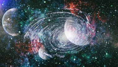 Nebula ve galaksiler uzayda. Bu görüntünün elementleri NASA tarafından desteklenmektedir.