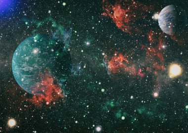 Nebula ve galaksiler uzayda. Bu görüntünün elementleri NASA tarafından desteklenmektedir.